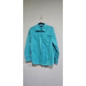 Tommy Hilfiger Men Large Slim Fit Button Long Sleeve Turquoise Shirt